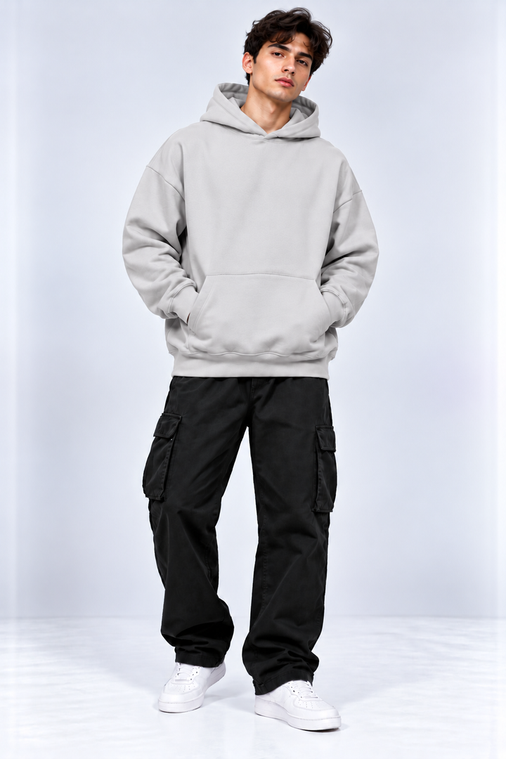 Premium 400 GSM Steel Grey Cotton Oversized Hoodie