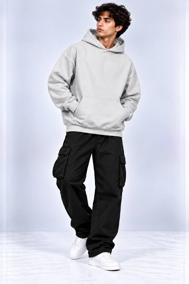 Premium 400 GSM Steel Grey Cotton Oversized Hoodie