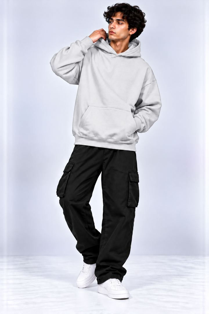 Premium 400 GSM Steel Grey Cotton Oversized Hoodie