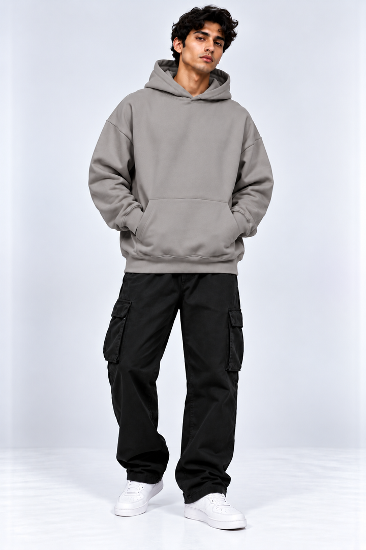Premium 400 GSM Stone Grey Cotton Oversized Hoodie