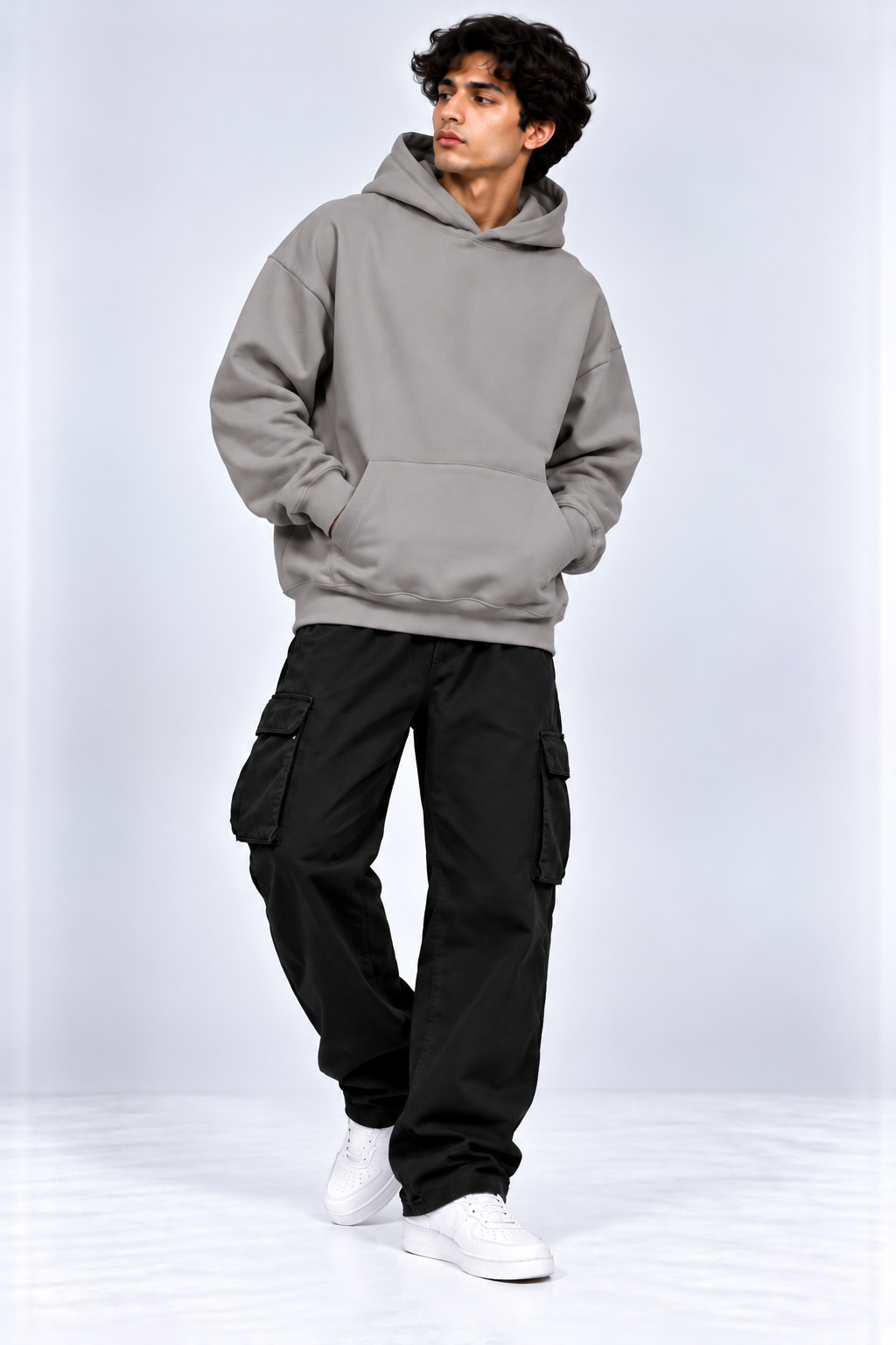 Premium 400 GSM Stone Grey Cotton Oversized Hoodie