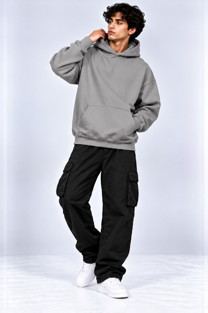 Premium 400 GSM Stone Grey Cotton Oversized Hoodie