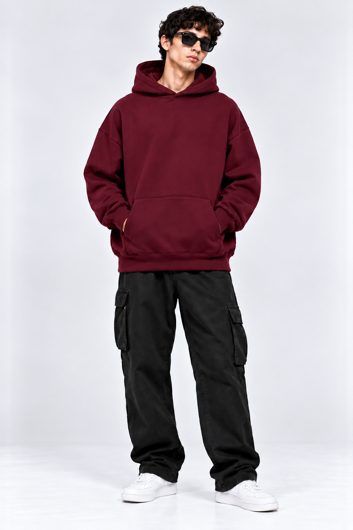 Premium 400 GSM Wine Cotton Oversized Hoodie